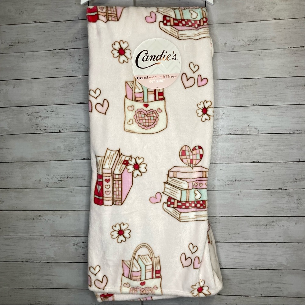 Book Lover Oversized Pink Plush Throw